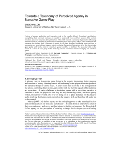 Towards a Taxonomy of Perceived Agency in Narrative Game-Play