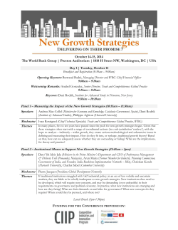 DRAFT October 14-15, 2014 The World Bank Group | Preston
