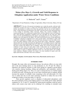 Maize (Zea Mays L.) Growth and Yield