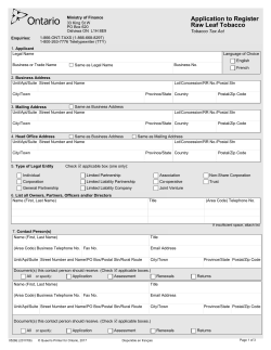Application to Register Raw Leaf Tobacco