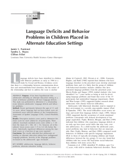 Language Deficits and Behavior Problems in Children Placed in