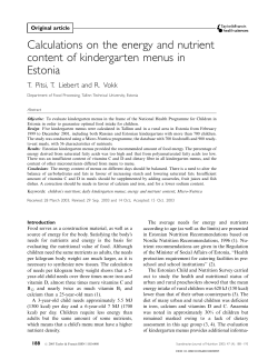 Calculations on the energy and nutrient content of