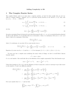 1 The Complex Fourier Series