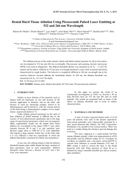 Dental Hard Tissue Ablation Using Picoseconds Pulsed Laser