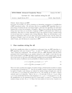 Lecture 12 : One random string for all 1 One random string for all