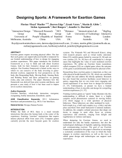 Designing Sports: A Framework for Exertion Games