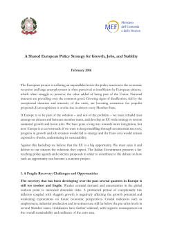 A Shared European Policy Strategy for Growth, Jobs, and
