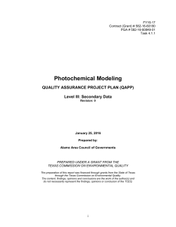 Photochemical Modeling: Quality Assurance Project Plan (QAPP)