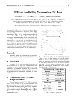 BER and Availability Measured on FSO Link