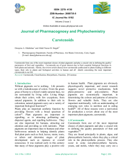 Carotenoids - Journal of Pharmacognosy and Phytochemistry