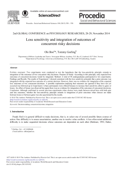 Loss Sensitivity and Integration of Outcomes of