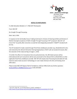 BGC SEF &ndash; Notice to Participants