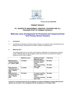 Application for Maternity Leave for Primary and Post Primary Teachers