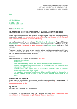 Chief executive notice - suspension pending final decision about