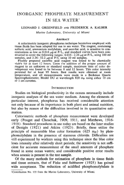 Inorganic Phosphate Measurement in Sea Water