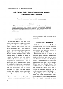 Acid Sulfate Soils: Their Characteristics, Genesis, Amelioration and
