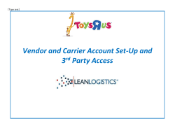 appointment scheduling - Toys"R”Us Vendor Extranet