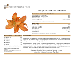Plants and Florals Billing Rates and Maintenance Plan