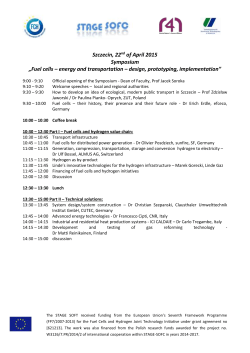 Szczecin, 22 nd of April 2015 Symposium &bdquo;Fuel cells &ndash; energy and