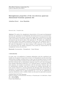 Entanglement properties of the two-electron quasi-one