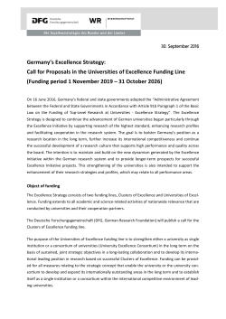 Germany&acute;s Excellence Strategy | Call for Proposals in the