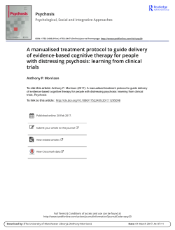A manualised treatment protocol to guide delivery of evidence