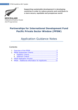 PPSW Guidelines 2017 Update - Ministry of Foreign Affairs and Trade