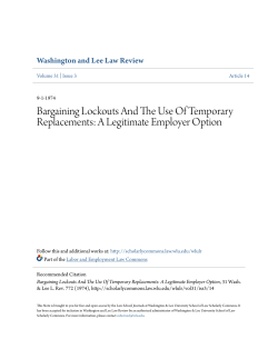 Bargaining Lockouts And The Use Of Temporary Replacements: A