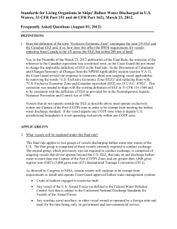 Standards for Living Organisms in Ships` Ballast Water Discharged