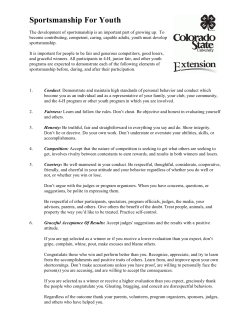 Sportsmanship For Youth - Colorado 4-H