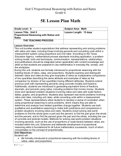 Unit 5 Proportional Reasoning with Ratios and Rates Grade 6