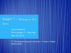 HABIT 7 * Sharpen the Saw