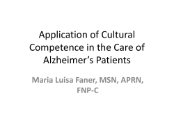 Application of Cultural Competency in the Care of Alzheimer`s Patients