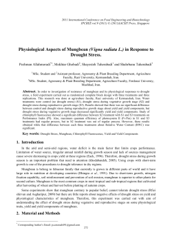 Physiological Aspects of Mungbean (Vigna radiata L.) in