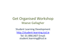 Get Organised - Student Learning Development