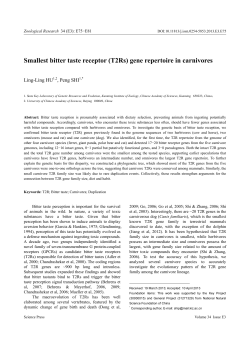 Smallest bitter taste receptor (T2Rs) gene repertoire in carnivores