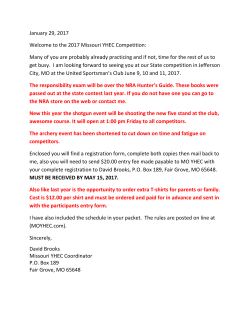 January 29, 2017 Welcome to the 2017 Missouri YHEC Competition