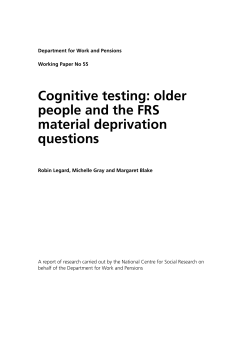 Cognitive testing: older people and the FRS