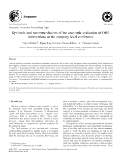Synthesis and recommendations of the economic evaluation of OHS