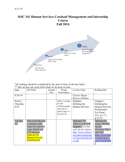341 HANDOUT Calendar Fall 2014 Human Services Caseload