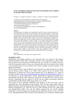 Fate and Behaviour of Silver Nanoparticles in the Urban Water Cycle