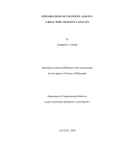 EXPLORATIONS OF COGNITIVE AGILITY: A REAL
