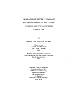 the relationship between vocabulary size, reading