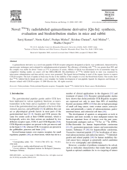 Novel Tc radiolabeled quinazolinone derivative [Qn