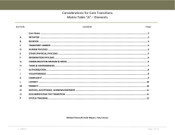 Considerations for Care Transitions Matrix Table “A” – Elements