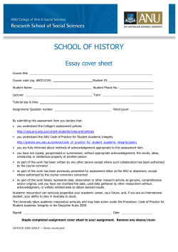 Essay cover sheet - School of History