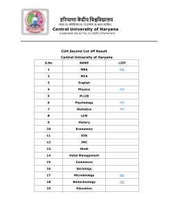 CUH Second Cut off Result Central University of Haryana