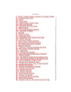 Contents 1. Review: Complex numbers, functions of a complex