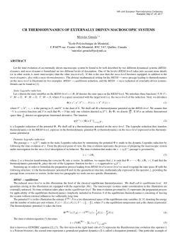 cr thermodynamics of externally driven macroscopic
