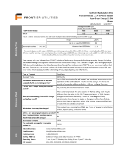 Oncor Electricity Facts Label (EFL) Your Green Energy 12 ON